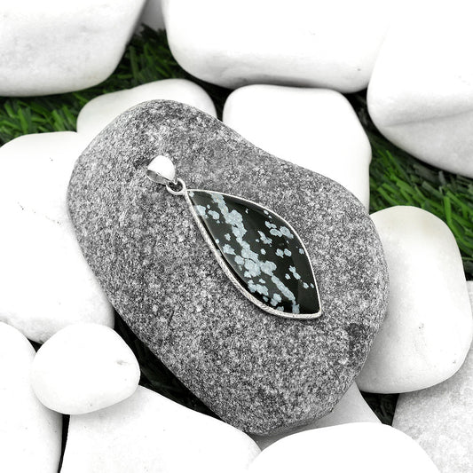 Natural Snow Flake Obsidian Pendant P-1053 SDP112340