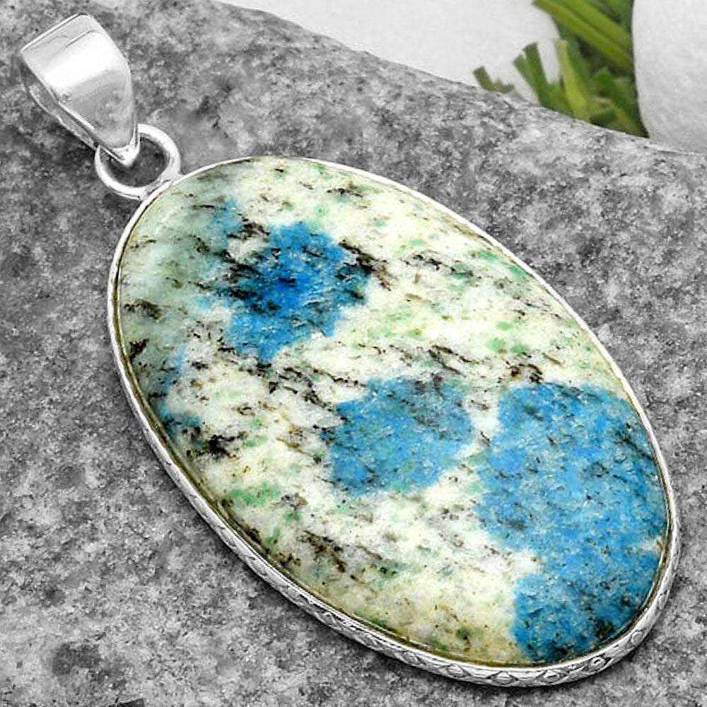 Natural K2 Blue - Azurite In Quartz Pendant P-1053 SDP112597
