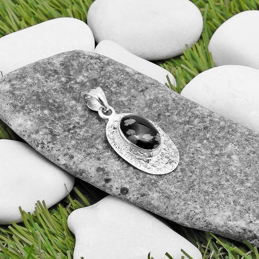 Natural Snow Flake Obsidian Pendant P-1392 SDP112685