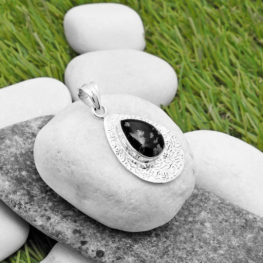 Natural Snow Flake Obsidian Pendant P-1392 SDP112713