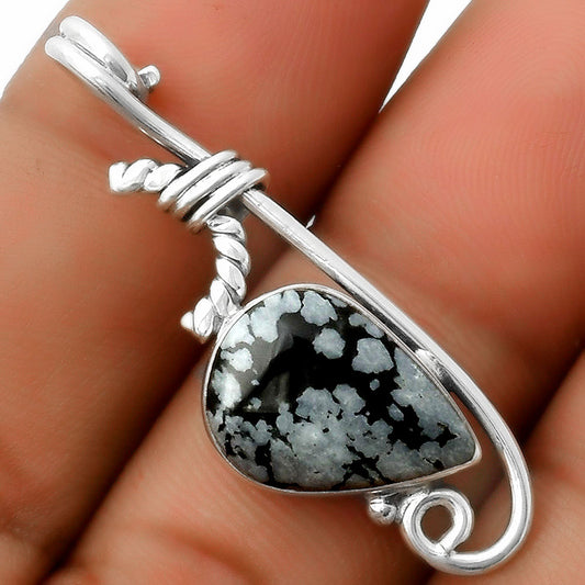 Natural Snow Flake Obsidian Pendant P-1682 SDP112898