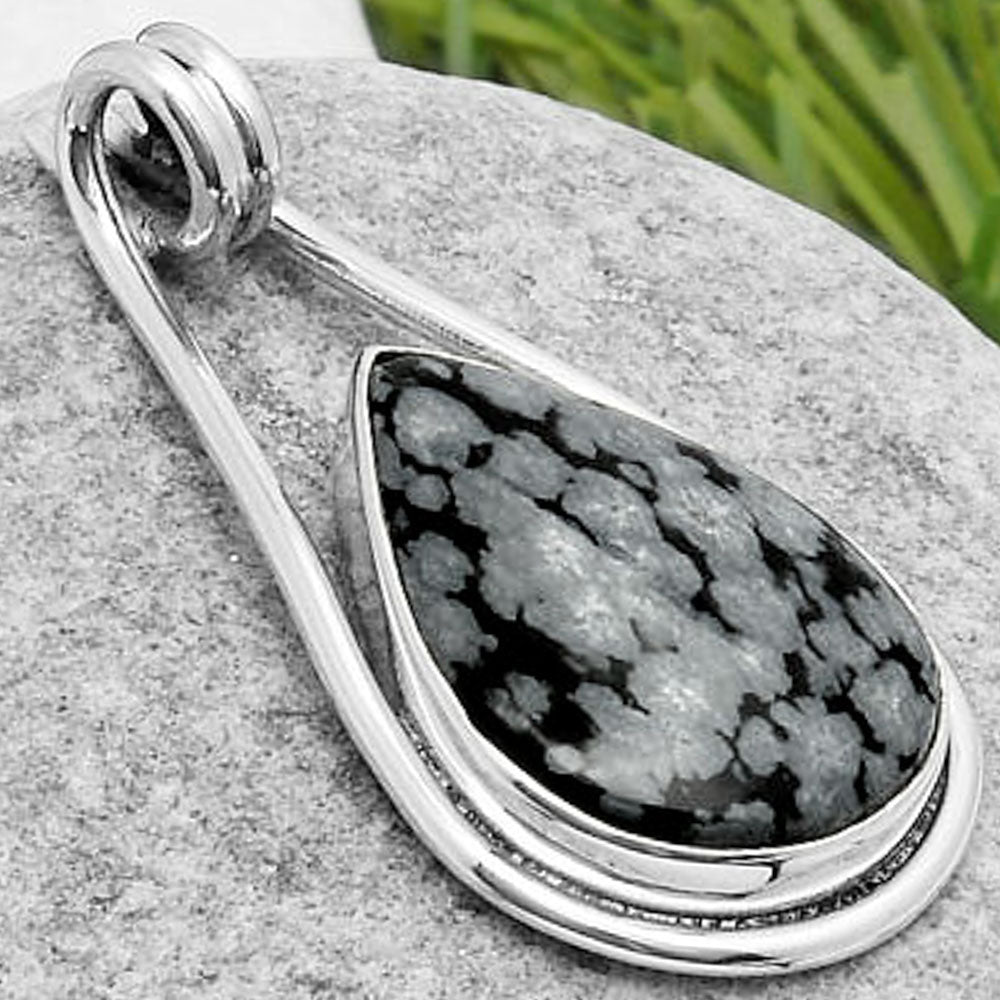 Natural Snow Flake Obsidian Pendant P-1590 SDP112953