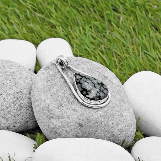 Natural Snow Flake Obsidian Pendant P-1590 SDP112953