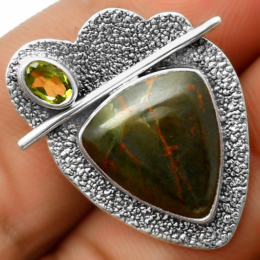 Turkish Rainforest Chrysocolla Peridot Pendant P-1338 SDP113031