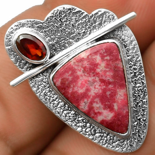 Natural Pink Thulite Norway & Garnet Pendant P-1338 SDP113034