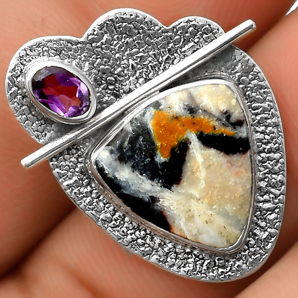 Indian Blanket Jasper & Amethyst Pendant P-1338 SDP113035