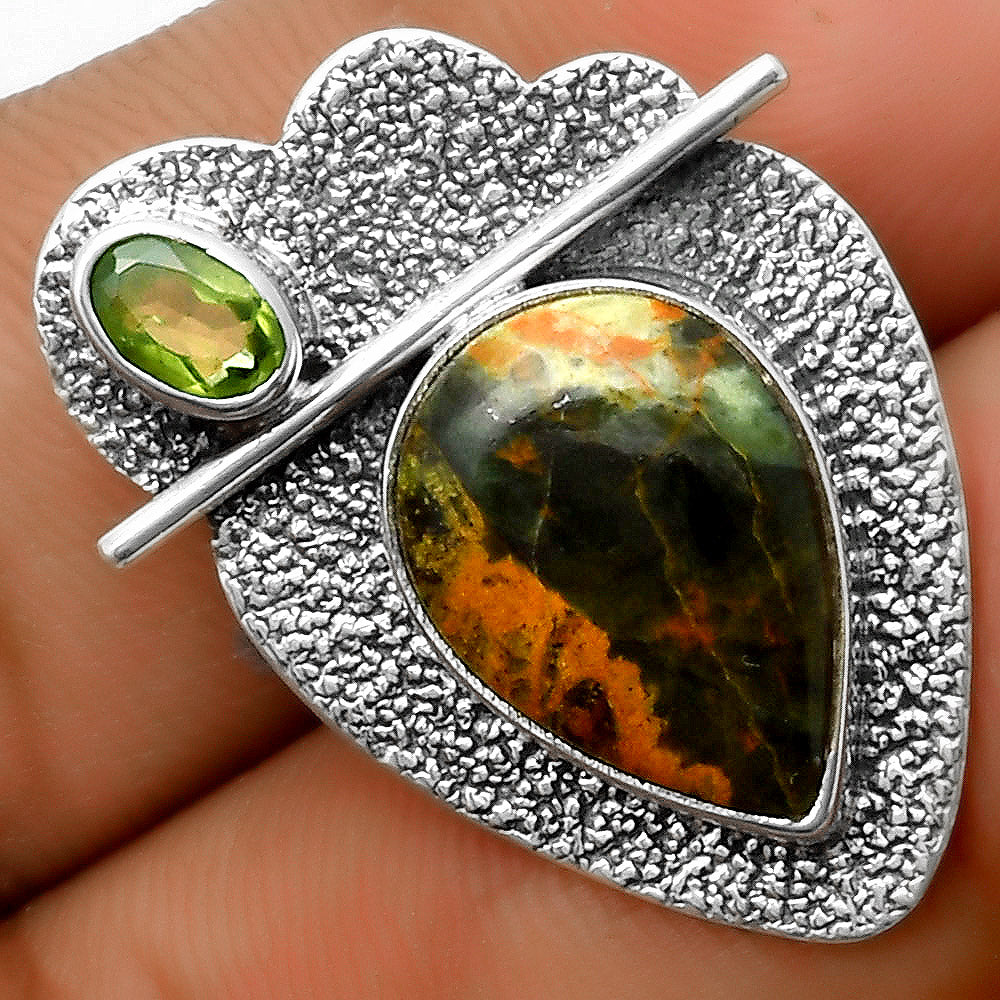 Turkish Rainforest Chrysocolla Peridot Pendant P-1338 SDP113045