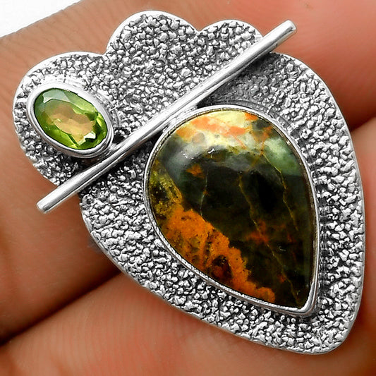 Turkish Rainforest Chrysocolla Peridot Pendant P-1338 SDP113045