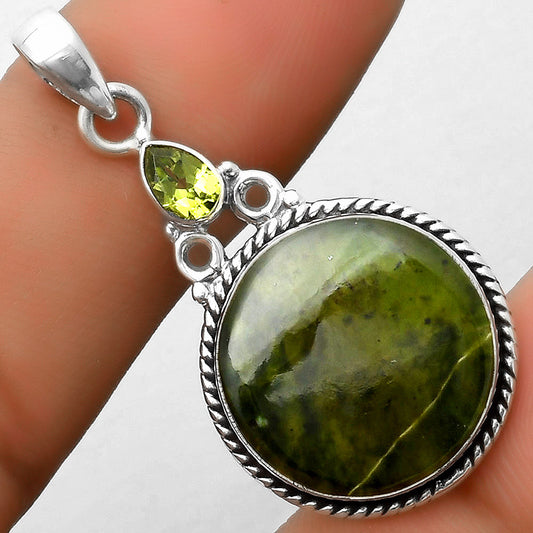 Natural Chrome Chalcedony & Peridot Pendant P-1282 SDP113096