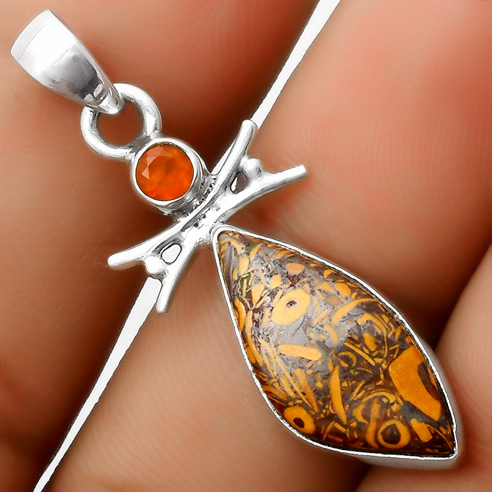Coquina Fossil Jasper & Carnelian Pendant P-1243 SDP113287