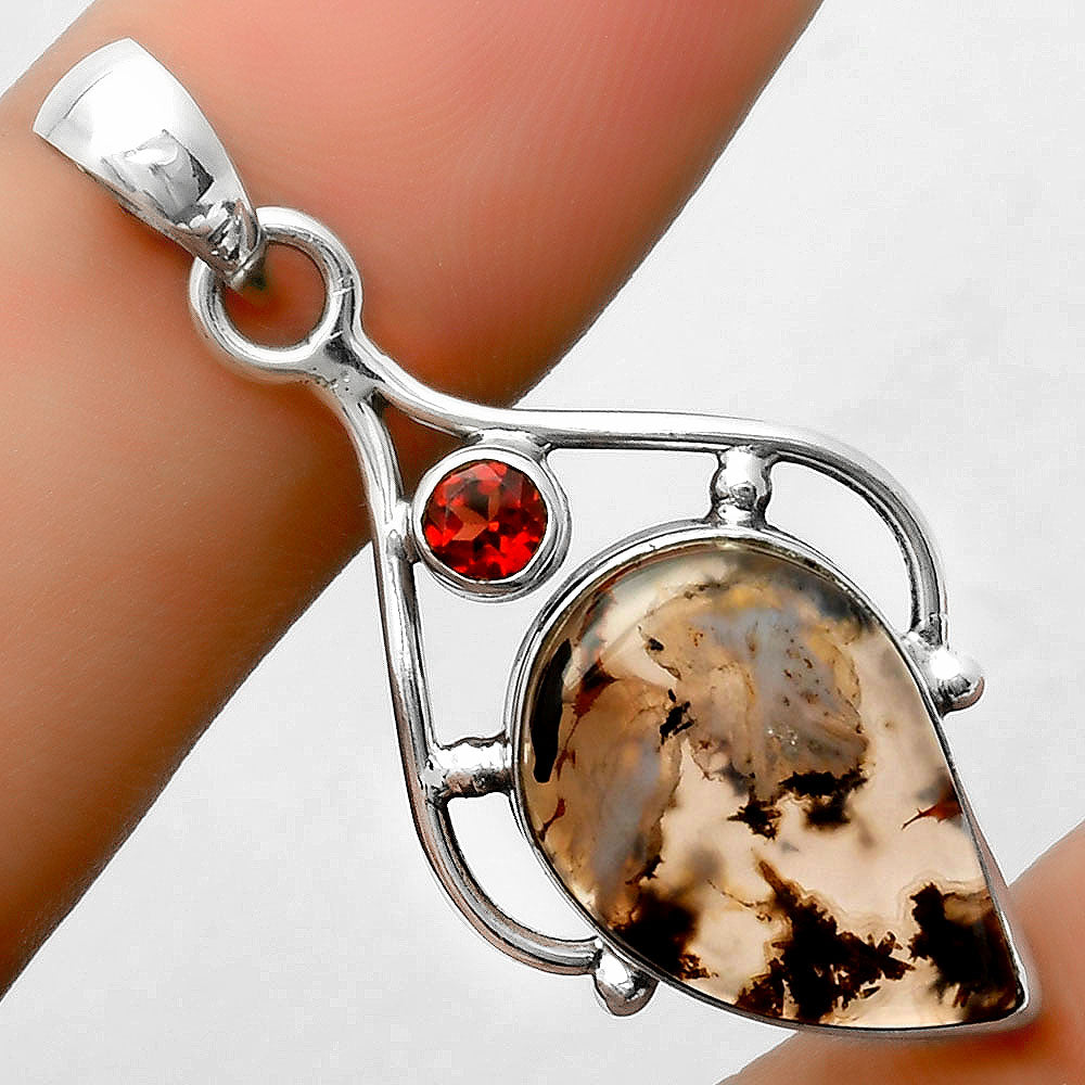 Natural Tube Agate - Turkish & Garnet Pendant P-1575 SDP113484