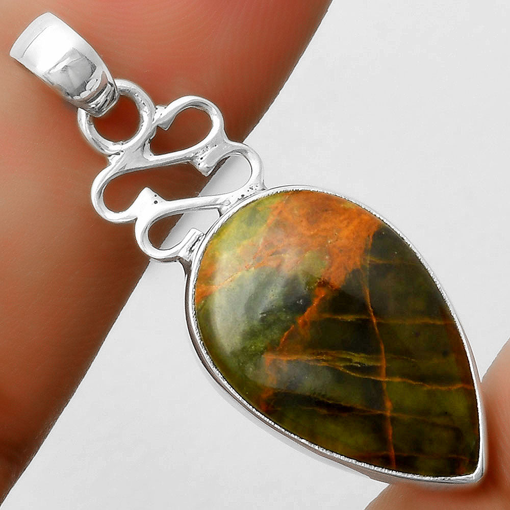 Natural Turkish Rainforest Chrysocolla Pendant P-1554 SDP113606