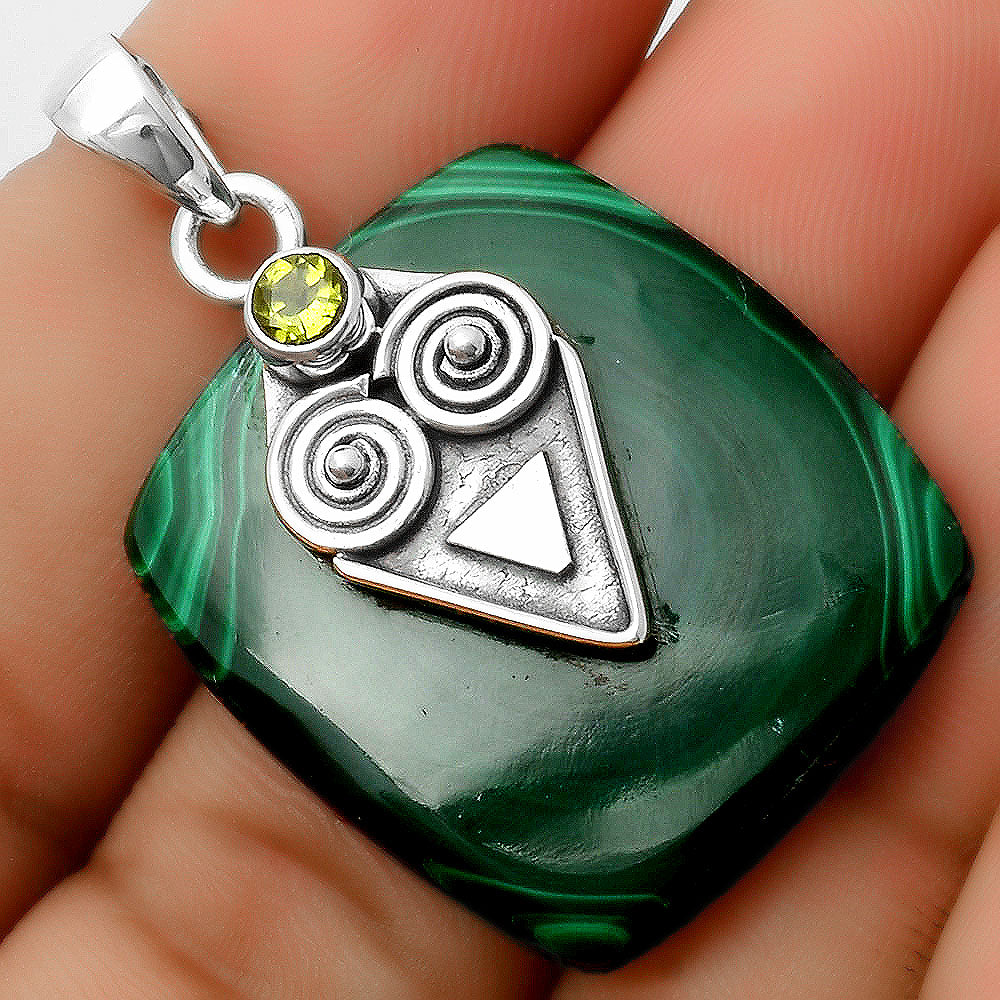 Malachite Eye - Congo & Green Onyx Pendant P-1247 SDP113633