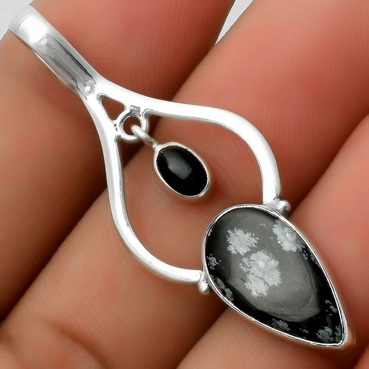 Snow Flake Obsidian & Black Onyx Pendant P-1648 SDP113680