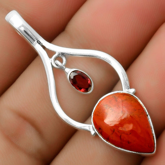Natural Red Moss Agate & Garnet Pendant P-1648 SDP113688