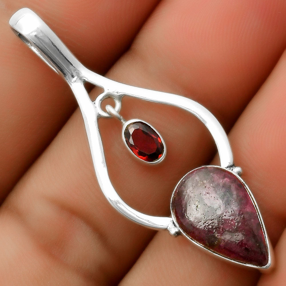 Natural Tourmaline Quartz & Garnet Pendant P-1648 SDP113690