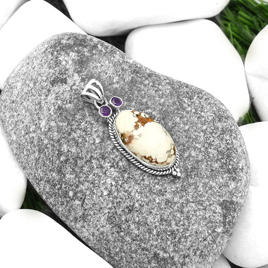 Owl - Wild Horse Jasper & Amethyst Pendant P-1083 SDP114392