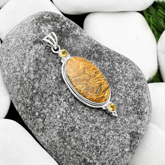 Coquina Fossil Jasper India & Citrine Pendant P-1023 SDP114397