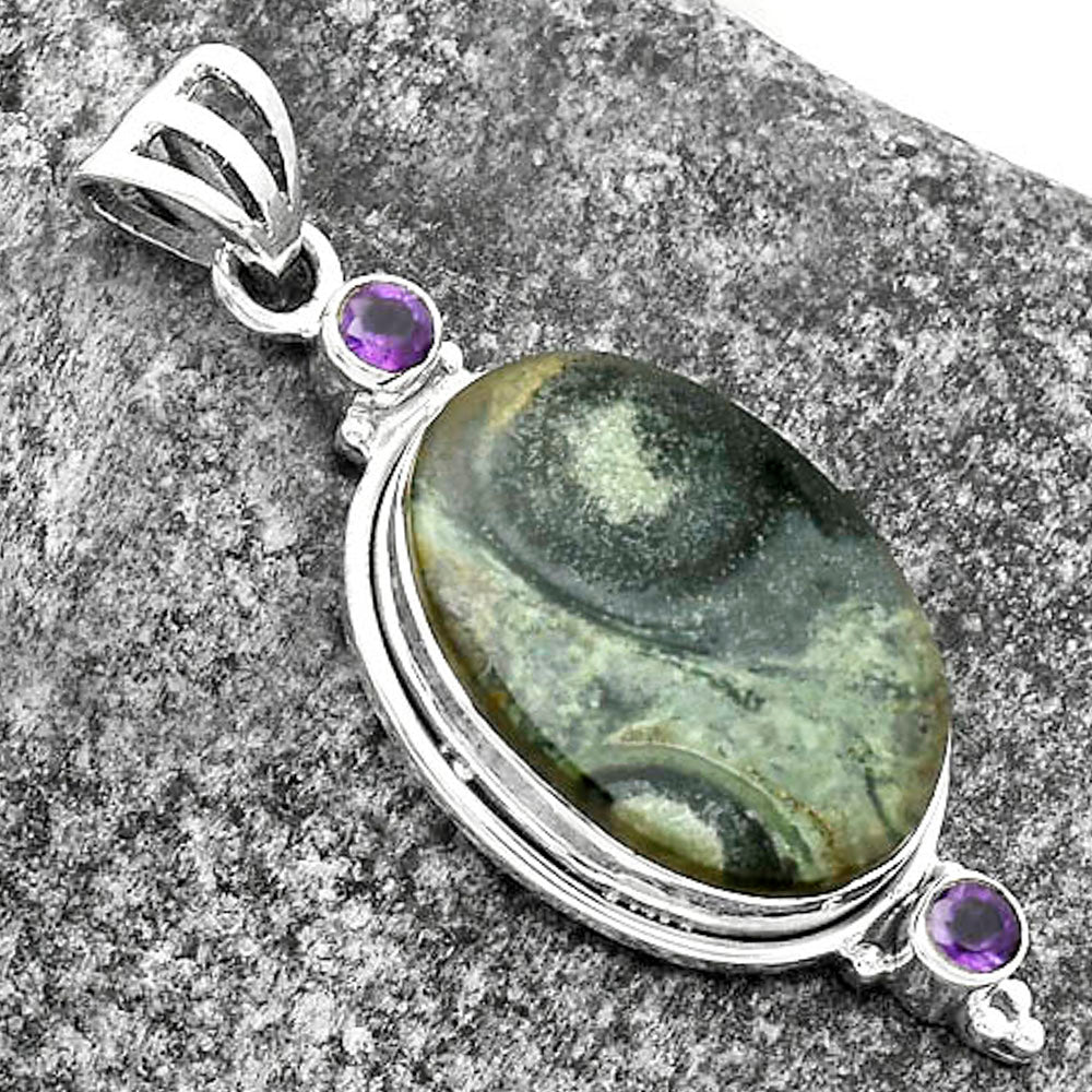 Natural Star Galaxy Jasper & Amethyst Pendant P-1023 SDP114420
