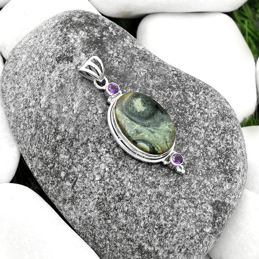 Natural Star Galaxy Jasper & Amethyst Pendant P-1023 SDP114420
