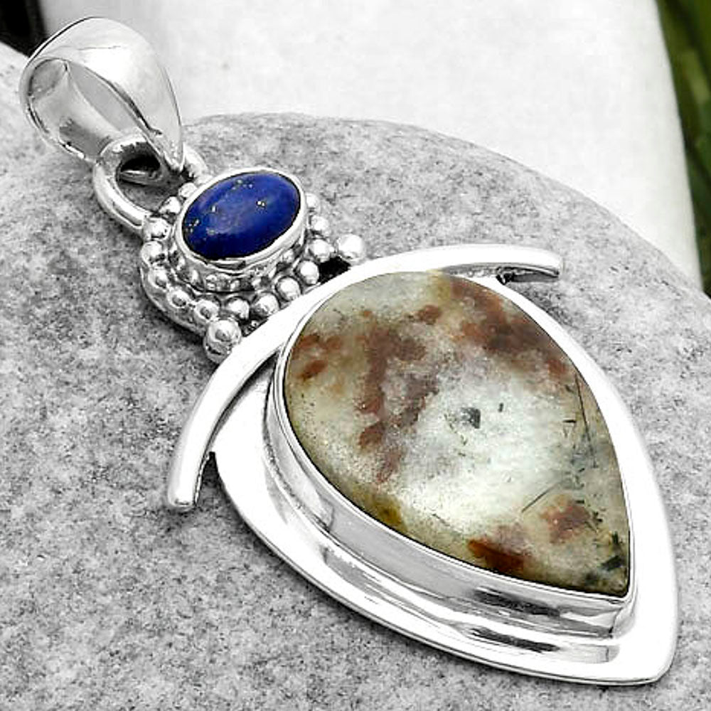 Natural Astrophyllite Russia & Lapis Pendant P-1289 SDP114479