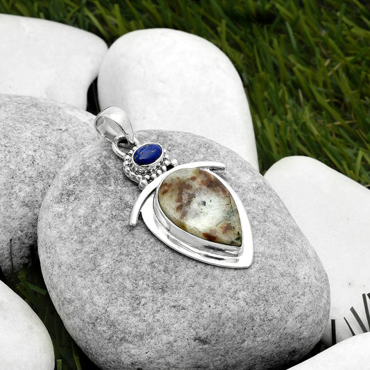 Natural Astrophyllite Russia & Lapis Pendant P-1289 SDP114479