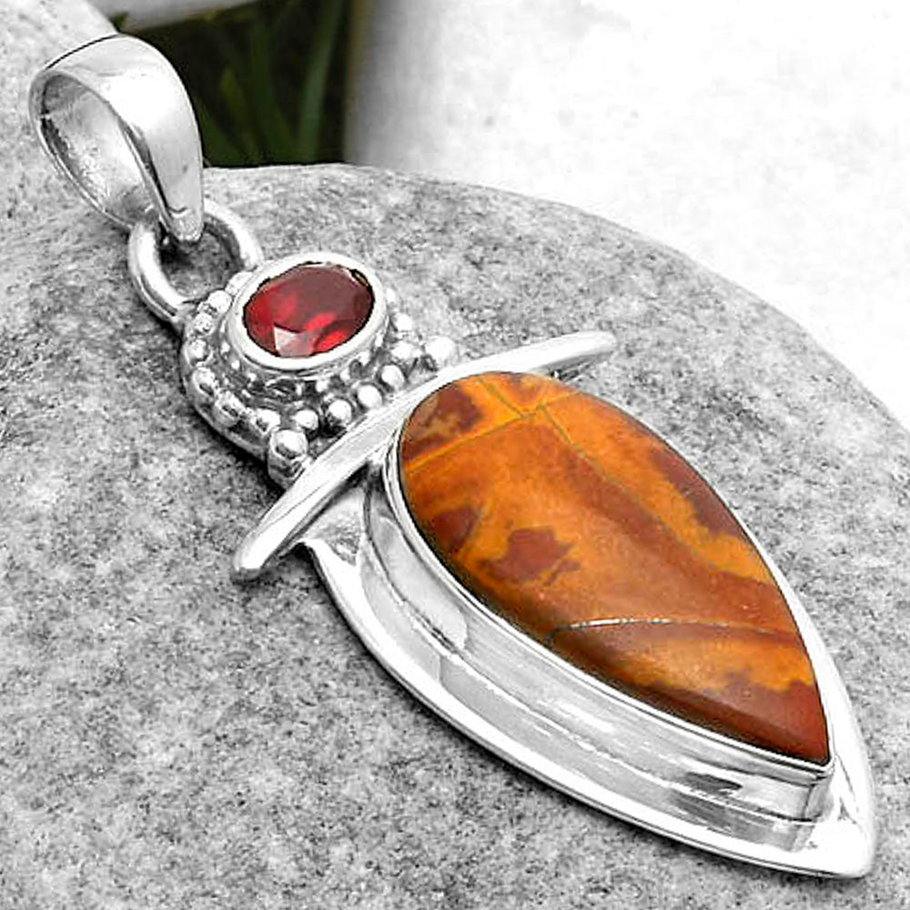 Natural Noreena Jasper & Garnet Pendant P-1289 SDP114487