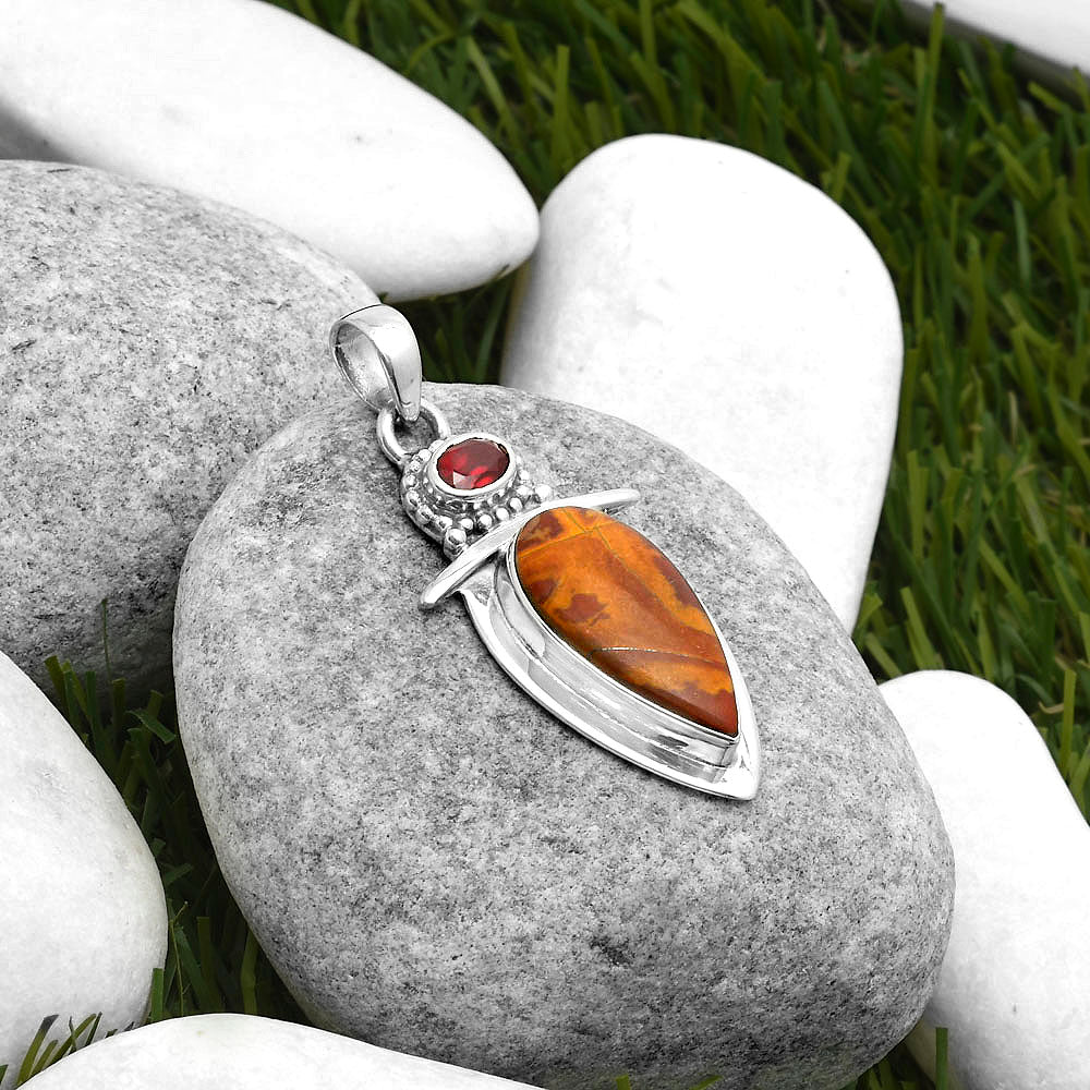 Natural Noreena Jasper & Garnet Pendant P-1289 SDP114487