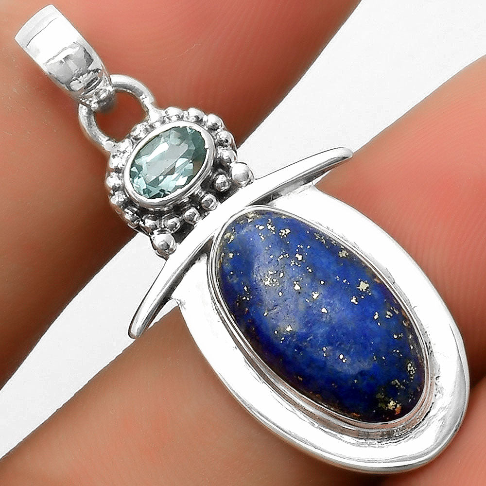 Lapis - Afghanistan & Sky Blue Topaz Pendant P-1289 SDP114497