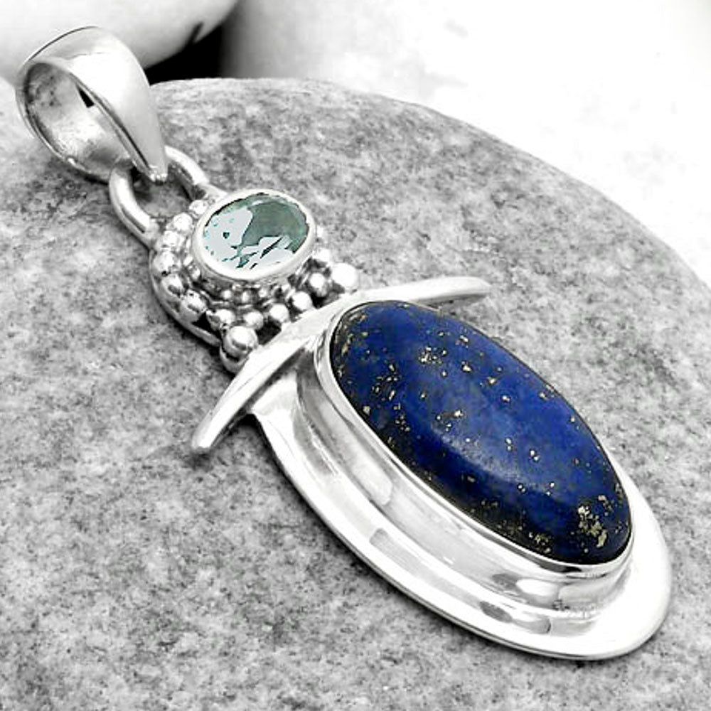 Lapis - Afghanistan & Sky Blue Topaz Pendant P-1289 SDP114497