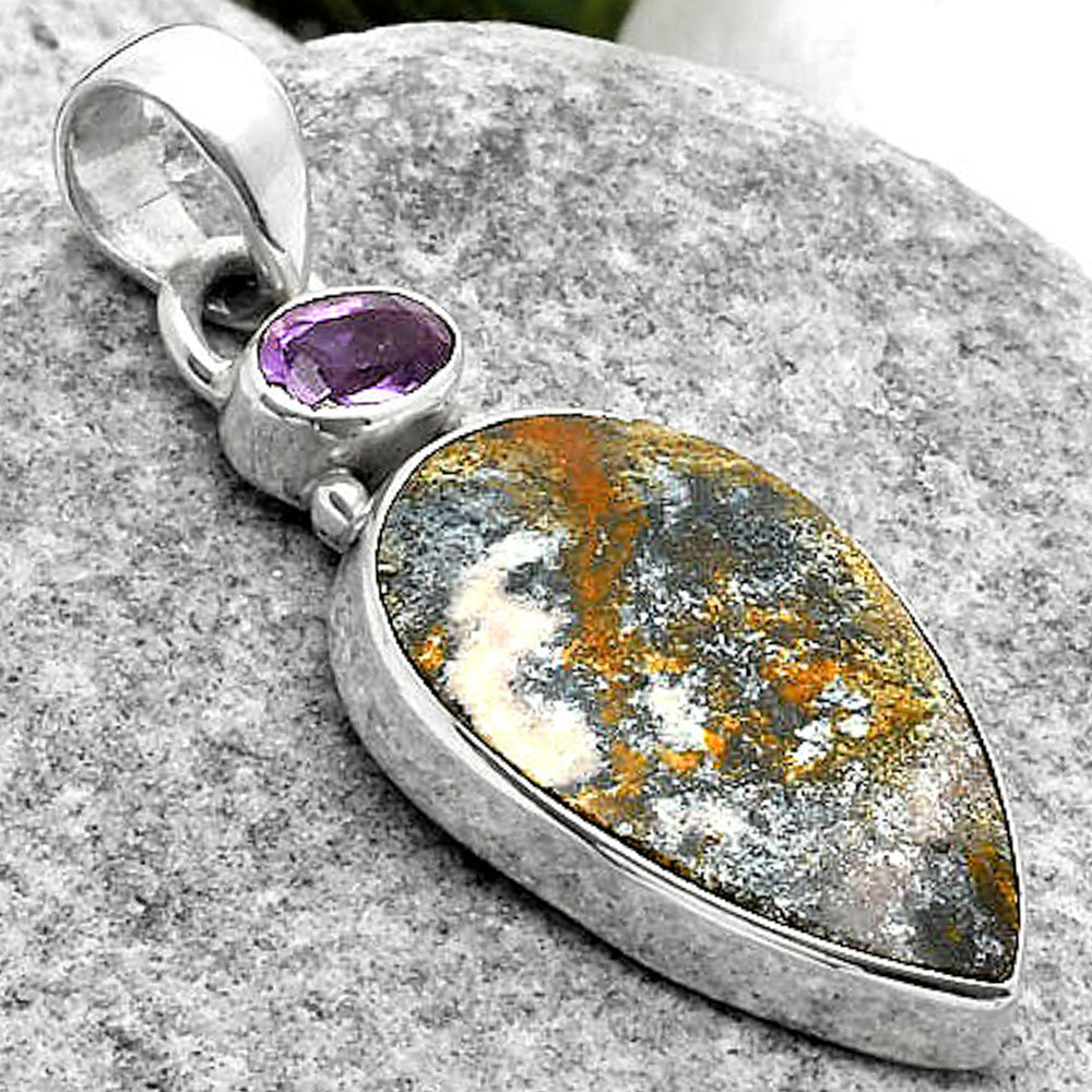 Indian Blanket Jasper & Amethyst Pendant P-1077 SDP114522