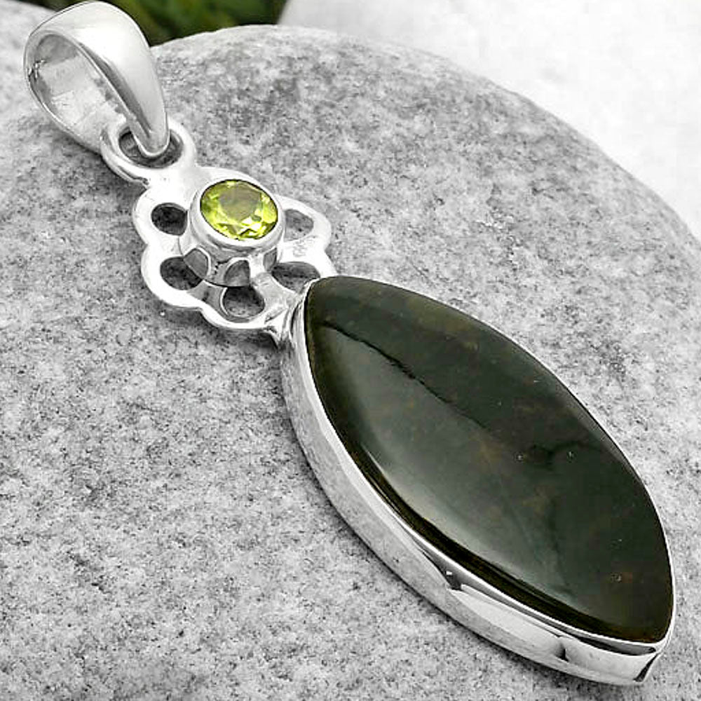 Natural Chrome Chalcedony & Peridot Pendant P-1634 SDP114525