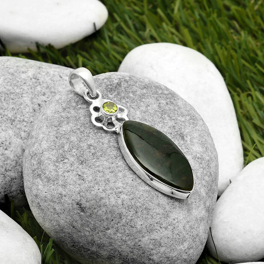 Natural Chrome Chalcedony & Peridot Pendant P-1634 SDP114525