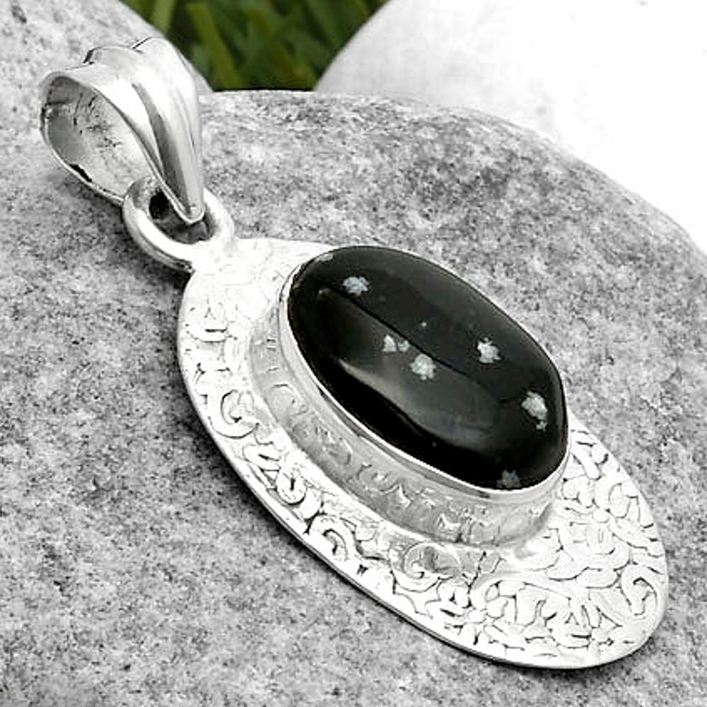 Natural Snow Flake Obsidian Pendant P-1392 SDP114533