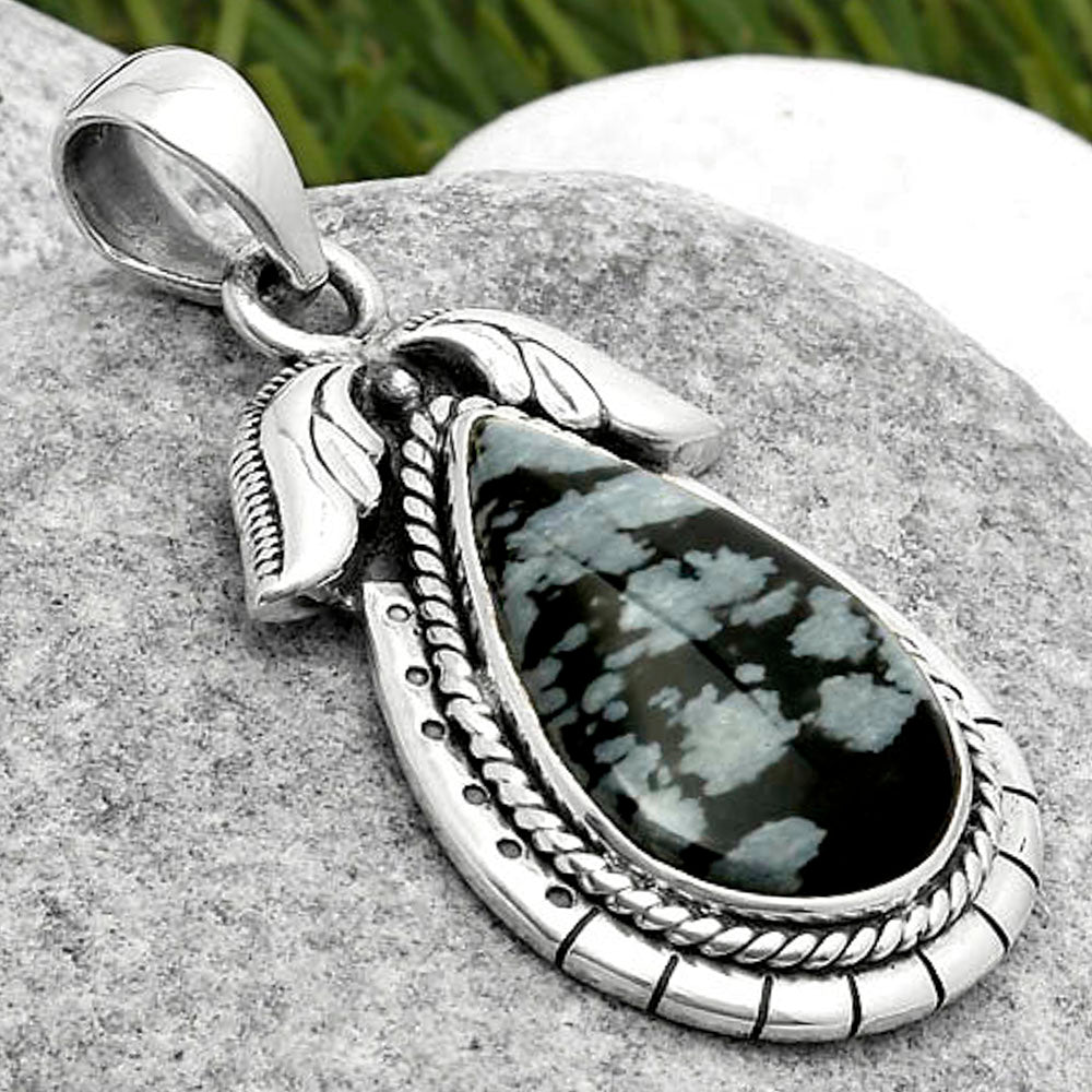 Natural Snow Flake Obsidian Pendant P-1567 SDP114561