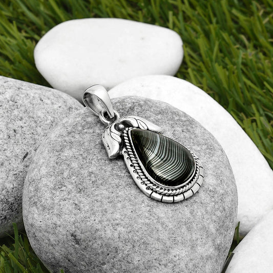 Crown Of Silver Psilomelane - Black Malachite Pendant P-1567 SDP114583