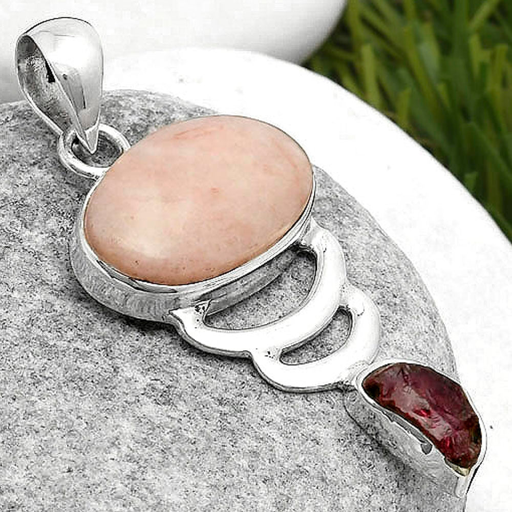 Pink Scolecite & Pink Tourmaline Rough Pendant P-1693 SDP114652