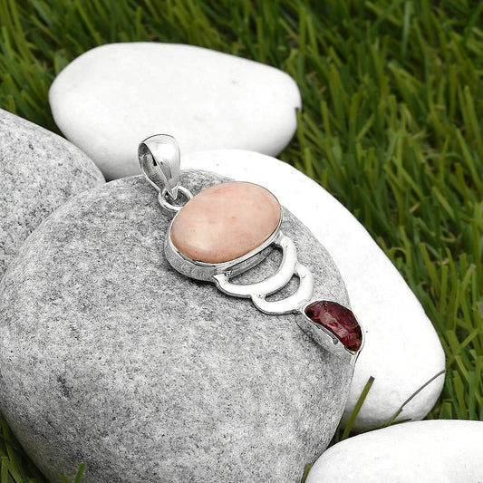 Pink Scolecite & Pink Tourmaline Rough Pendant P-1693 SDP114652