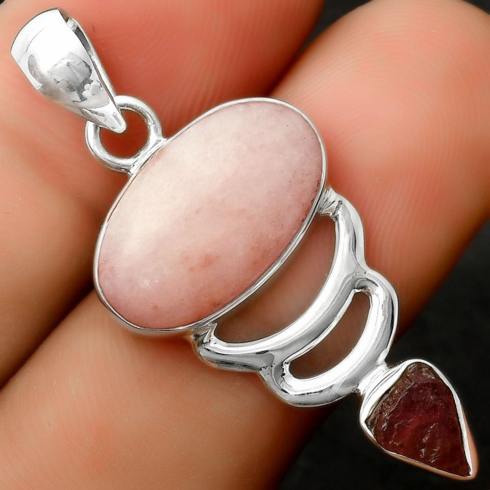 Pink Scolecite & Pink Tourmaline Rough Pendant P-1693 SDP114656