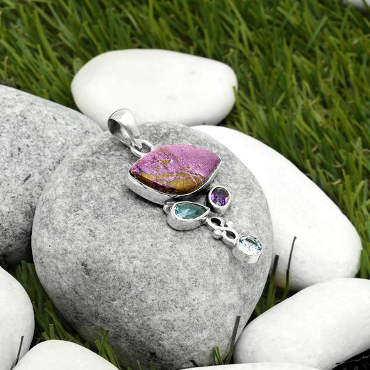 Purpurite, Sky Blue Topaz & Amethyst Pendant P-1602 SDP114714