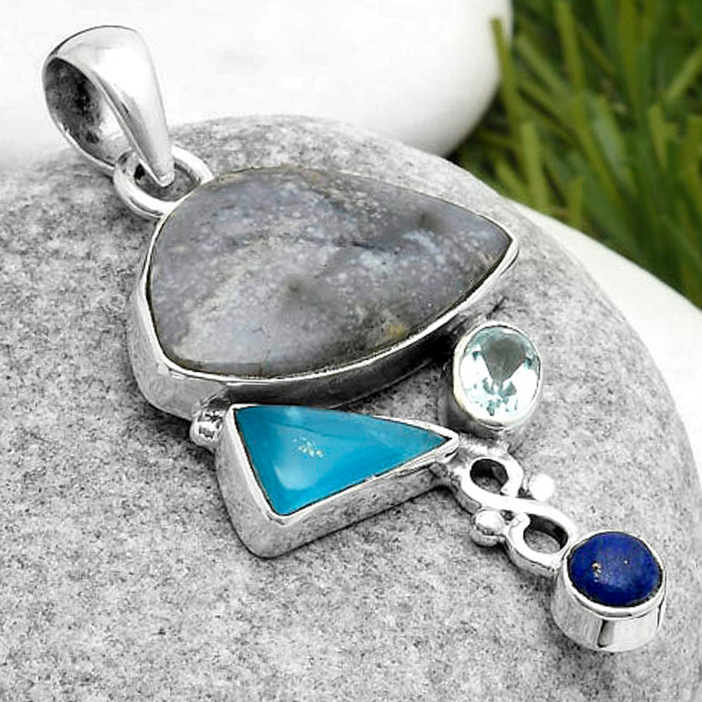 Arizona Burro Creek Jasper, Smithsonite, Topaz & Lapis Pendant P-1602 SDP114718