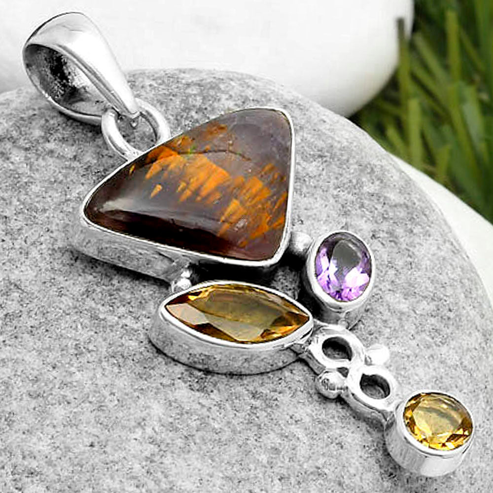 Cacoxenite Super Seven 7 Mineral, Citrine & Amethyst Pendant P-1602 SDP114719