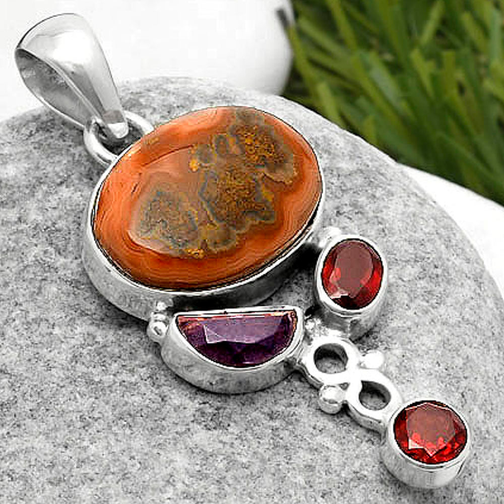 Rare Cady Mountain Agate, Morganite & Garnet Pendant P-1602 SDP114721