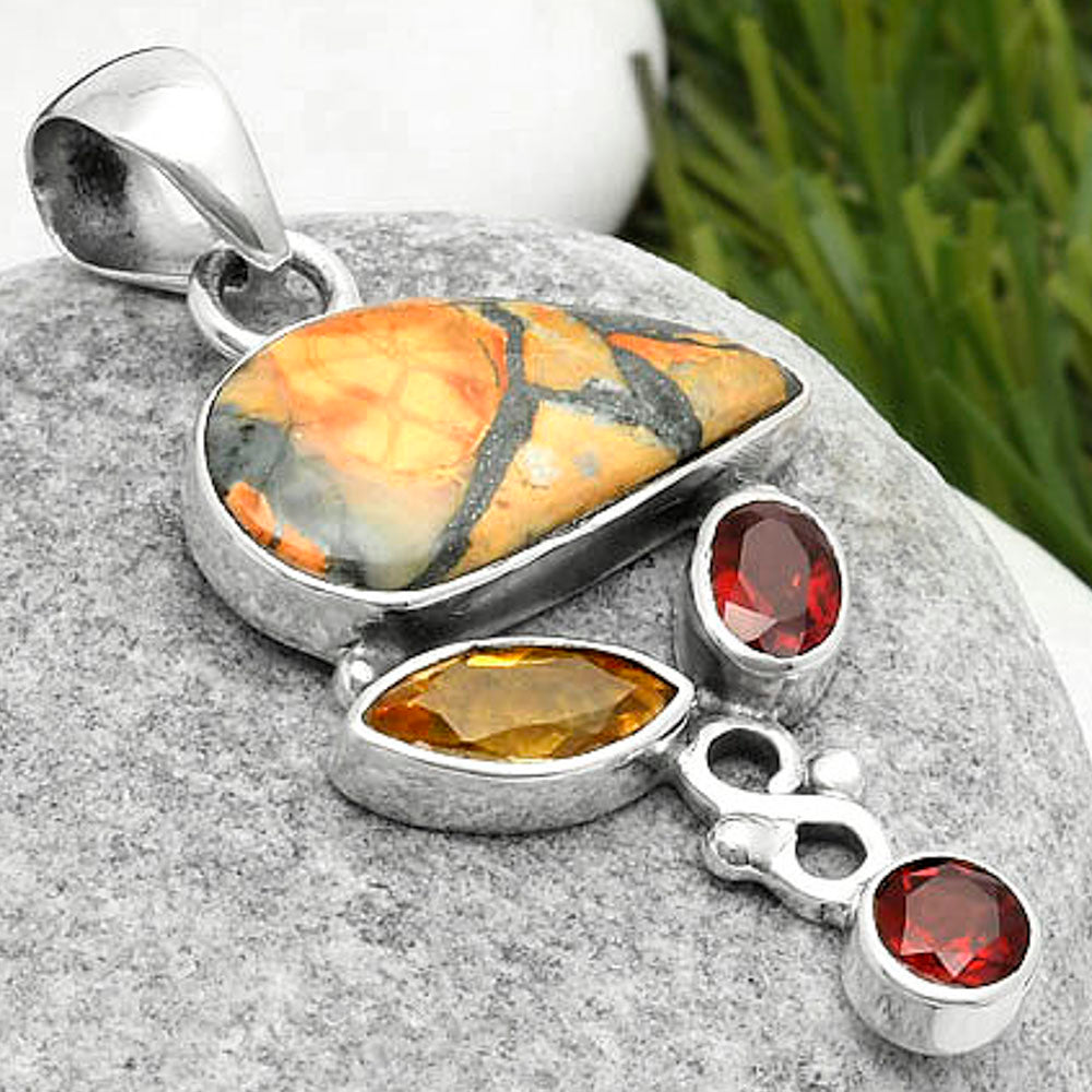 Maligano Jasper, Citrine & Garnet Pendant P-1602 SDP114723