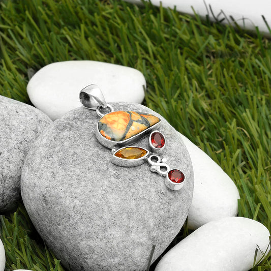 Maligano Jasper, Citrine & Garnet Pendant P-1602 SDP114723