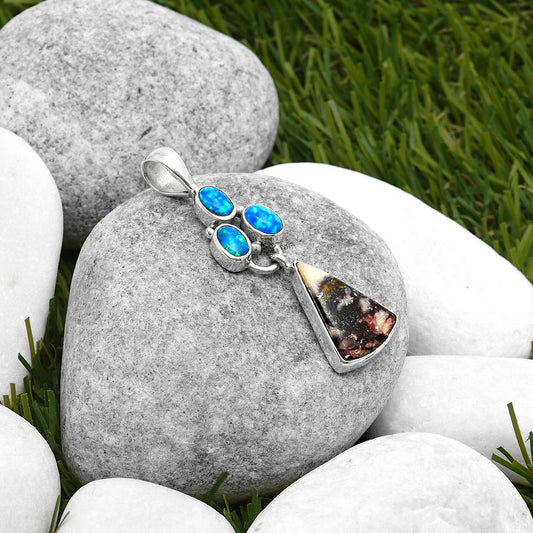 Indian Blanket Jasper & Fire Opal Pendant P-1203 SDP114862