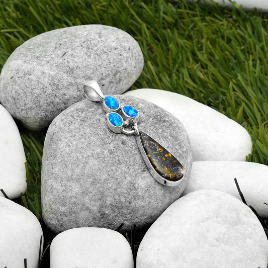 Indian Blanket Jasper & Fire Opal Pendant P-1203 SDP114868