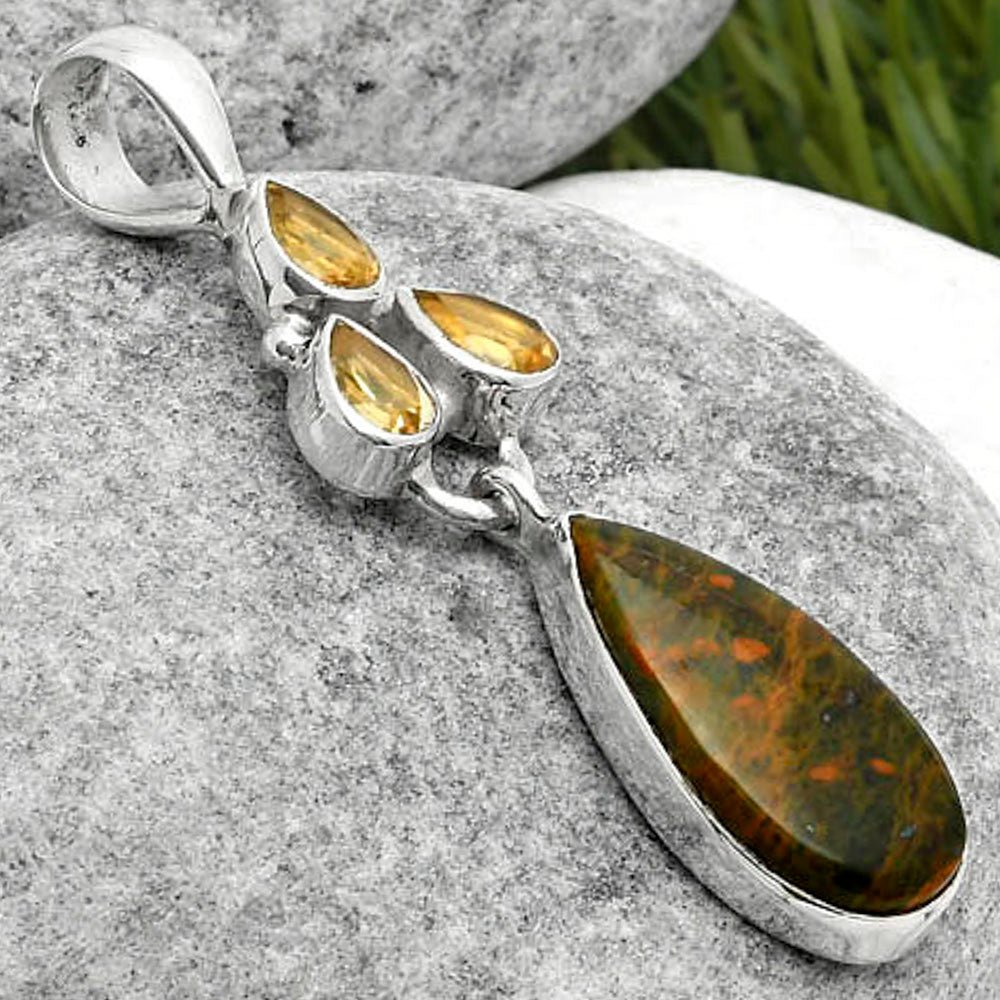 Turkish Rainforest Chrysocolla & Citrine Pendant P-1203 SDP114873