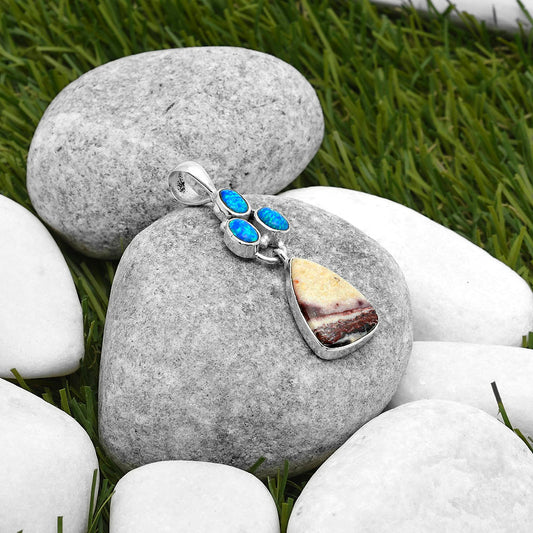 Indian Blanket Jasper & Fire Opal Pendant P-1203 SDP114881