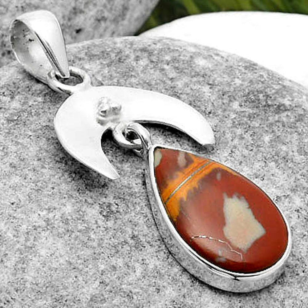 Crescent Moon Natural Noreena Jasper Pendant P-1133 SDP114903